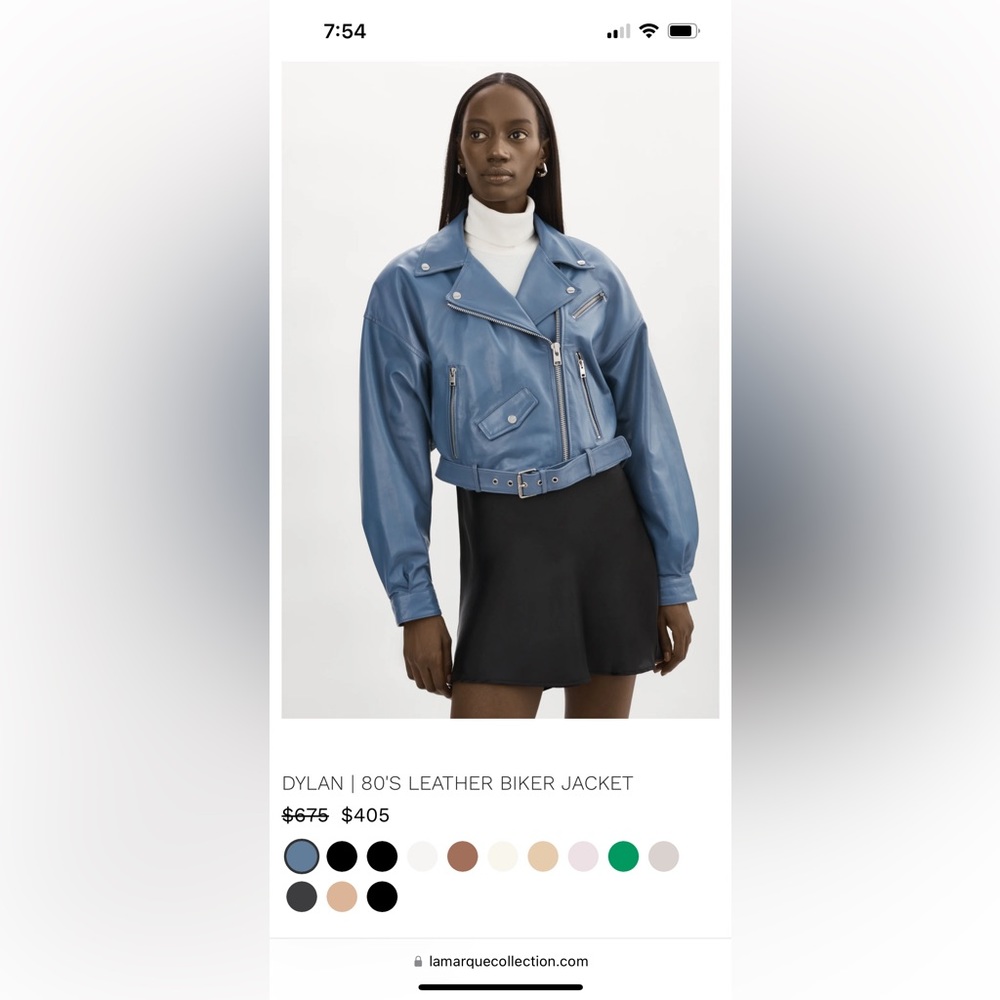 Brand new LaMarque baby blue leather jacket